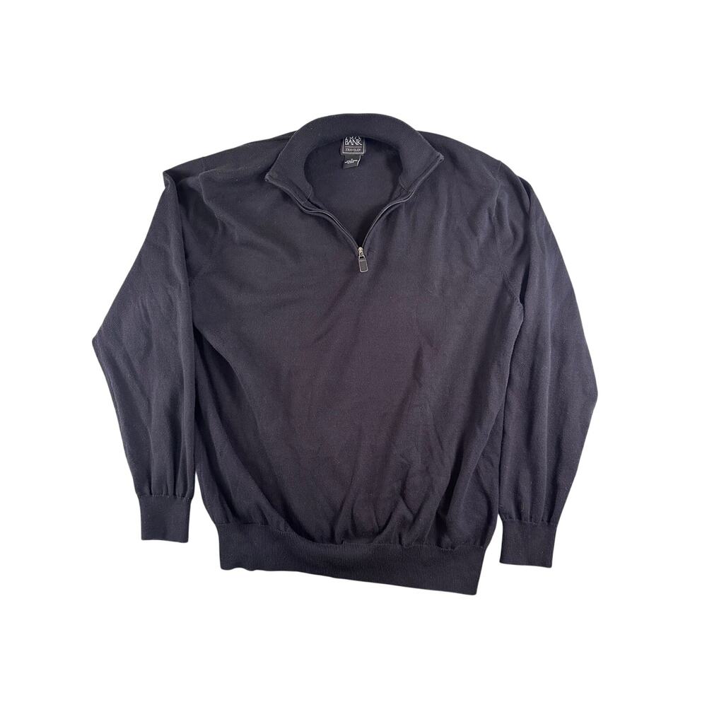 Jos. A Bank XL Black Pima Cotton 1/4 Zip Pullover Sweater Traveler's Collection